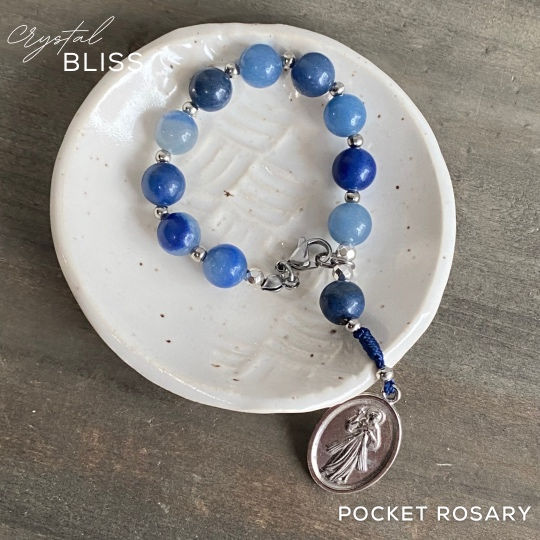Thumbnail: Blue Aventurine Handcrafted Gemstone Pocket Rosary | Prayer on the Go