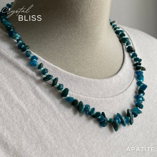 Thumbnail: Apatite Chip Necklace with Green Opal Miyuki Spacer Beads