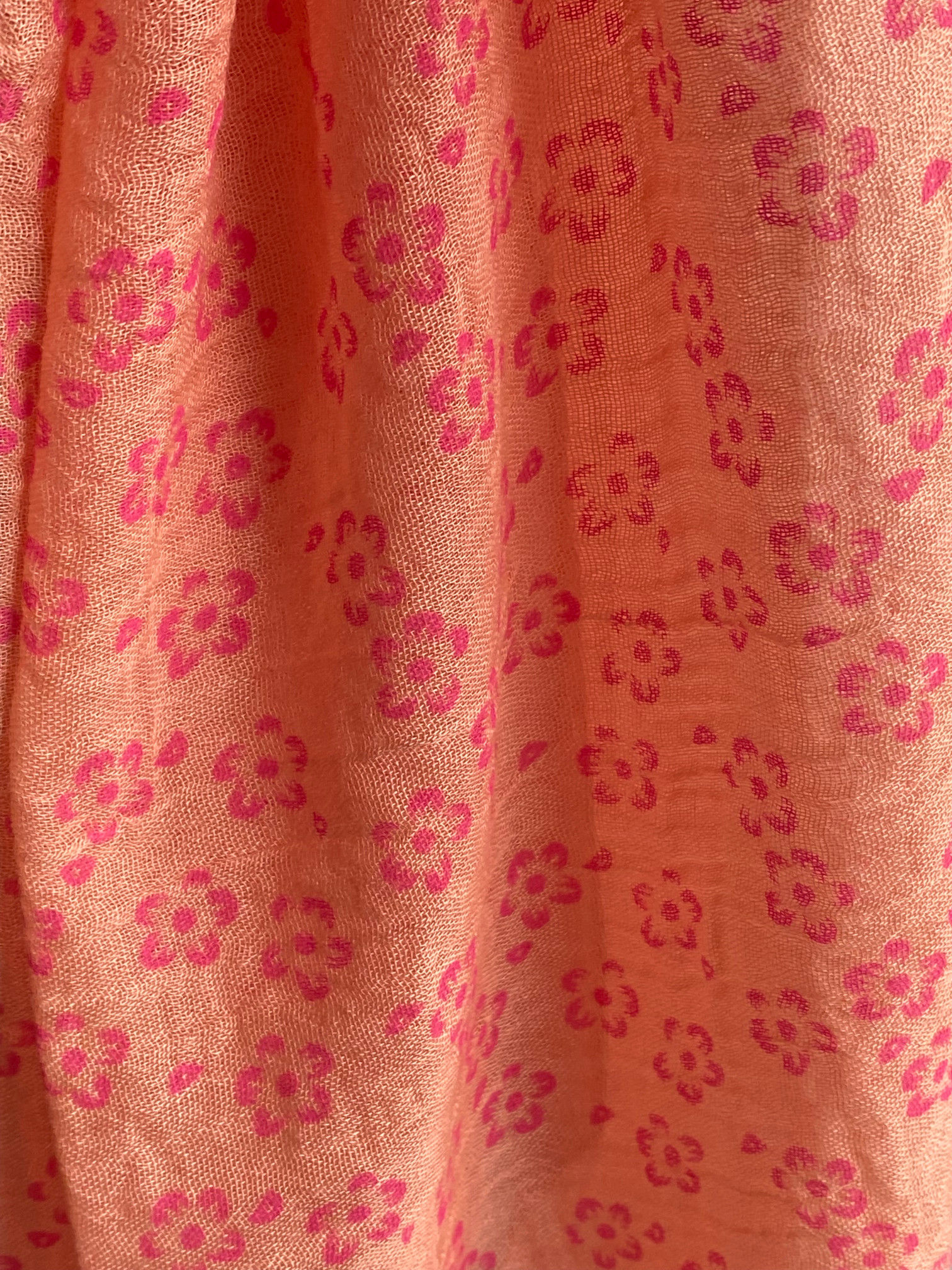 Peach with Pink Blossom Scarf 100% Cotton
