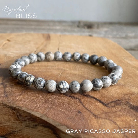 Gray Picasso Jasper 6mm Bracelet