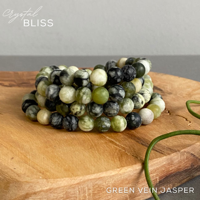 Thumbnail: Matte Green Vein Jasper Bracelet