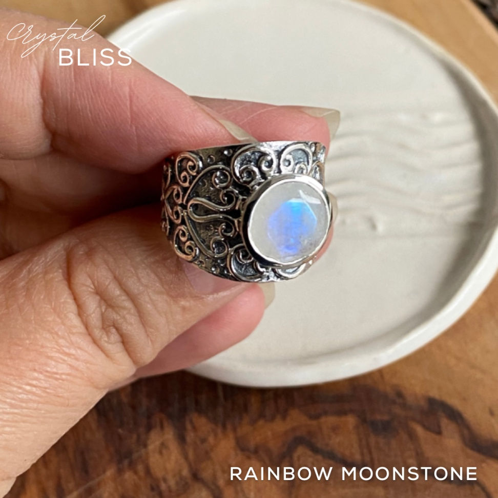 Thumbnail: Rainbow Moonstone Ring #C2