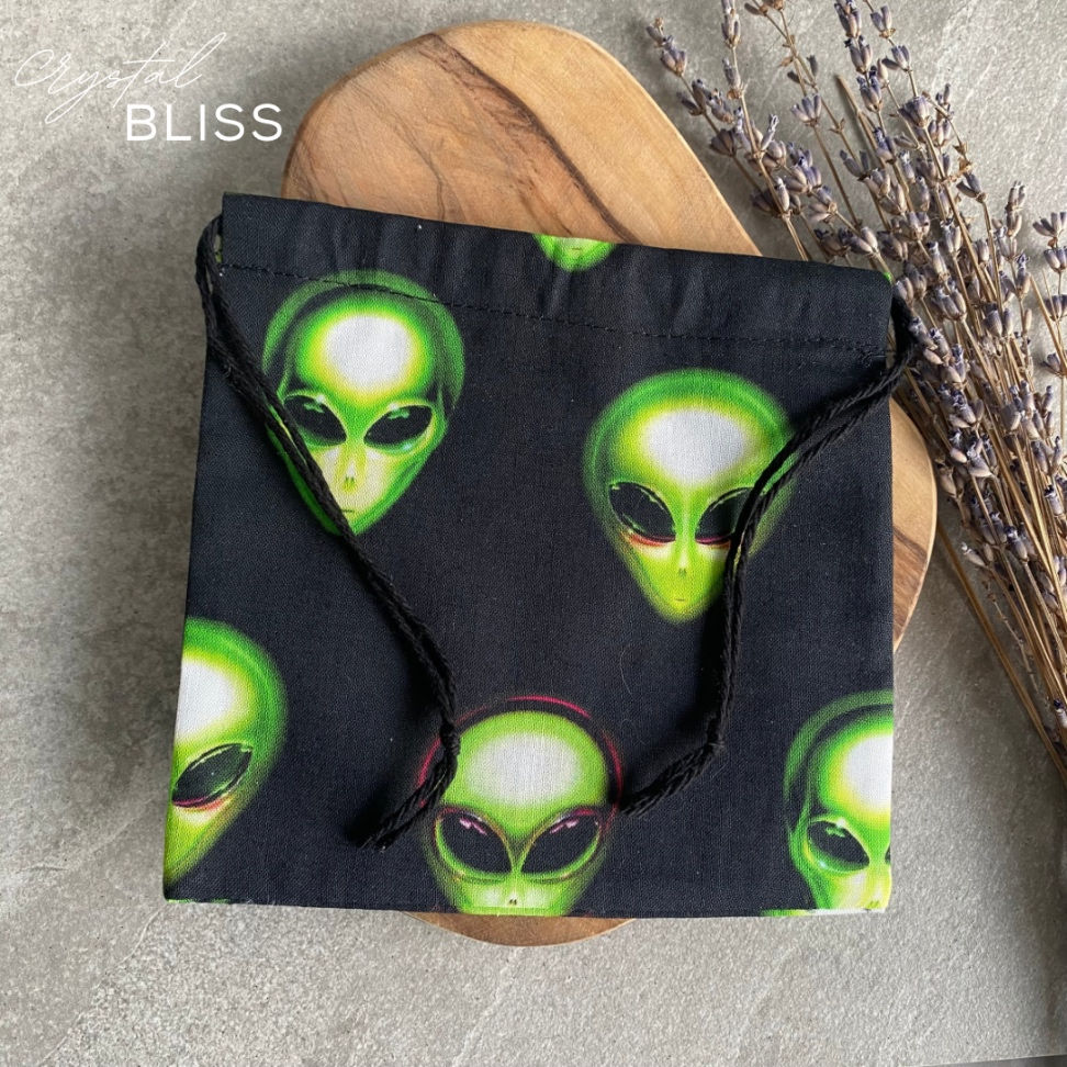 Thumbnail: Alien Crystal Pouch - Spell Bag - Charm Bag - Gift Bag - Small Drawstr