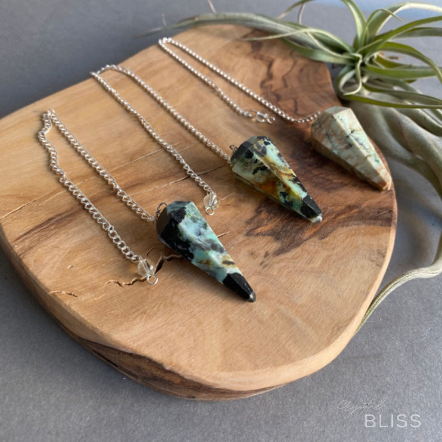 Thumbnail: Amazonite in Black Tourmaline Pendulum