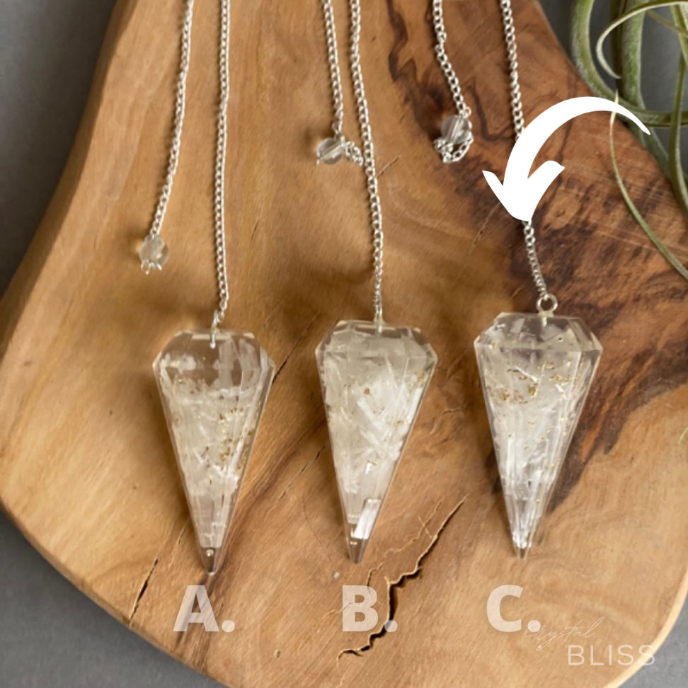 Thumbnail: Selenite Chip Organite Pendulum