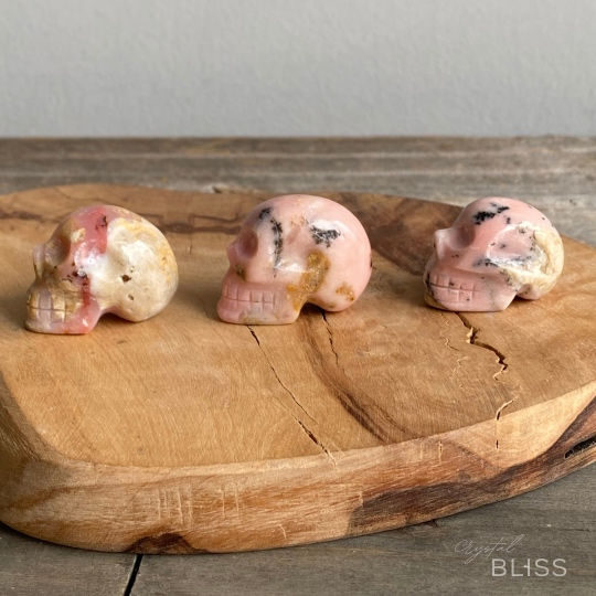 Thumbnail: Pink Opal Small Hand Carved Skulls