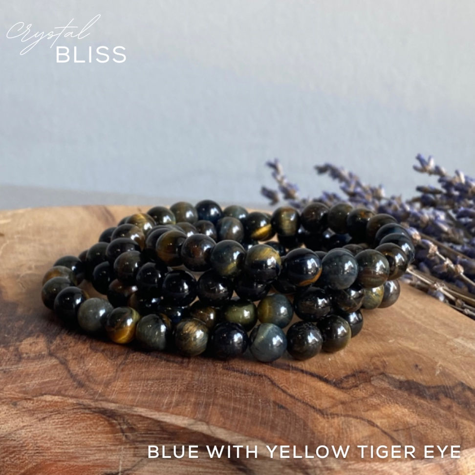 Thumbnail: Blue with Yellow Tiger Eye Bracelet