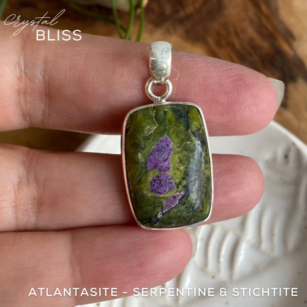 Serpentine and Stichite / Atlantasite Pendant #4