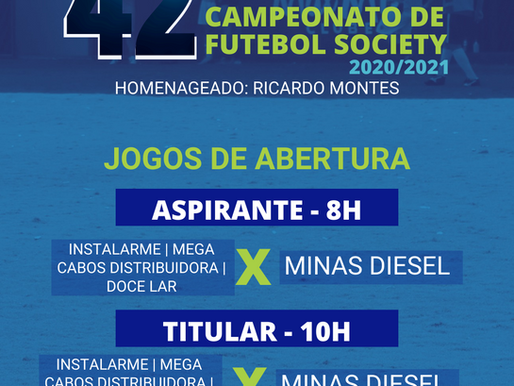 Os jogos de abertura do 42º Campeonato de Futebol Society acontecerão neste domingo
