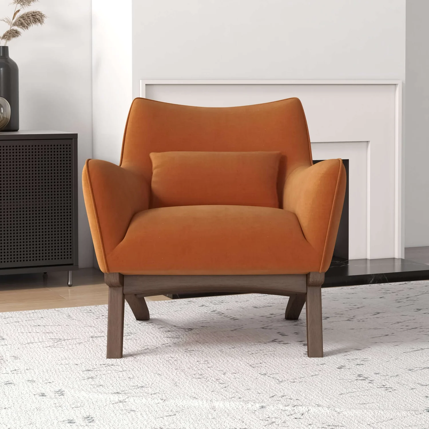 Thumbnail: Brayden Lounge Chair (Burnt Orange - Velvet)