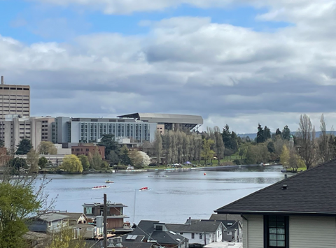 Husky Stadium view across Portage Bay