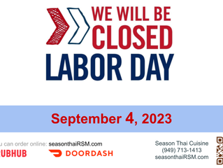 Closed in observance of Labor Day