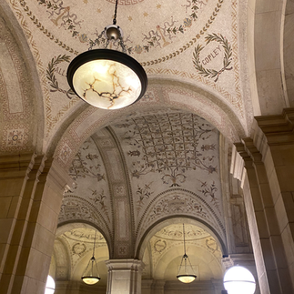 The Lekkerkerker family with Rune's Mom at the Boston Public Library