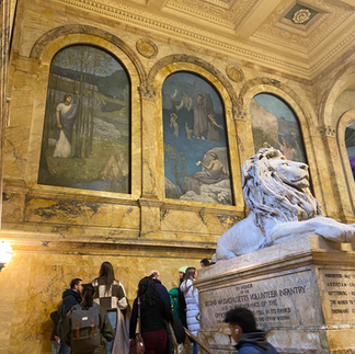 The Lekkerkerker family with Rune's Mom at the Boston Public Library