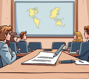 cartoon letter on a table with pen in a