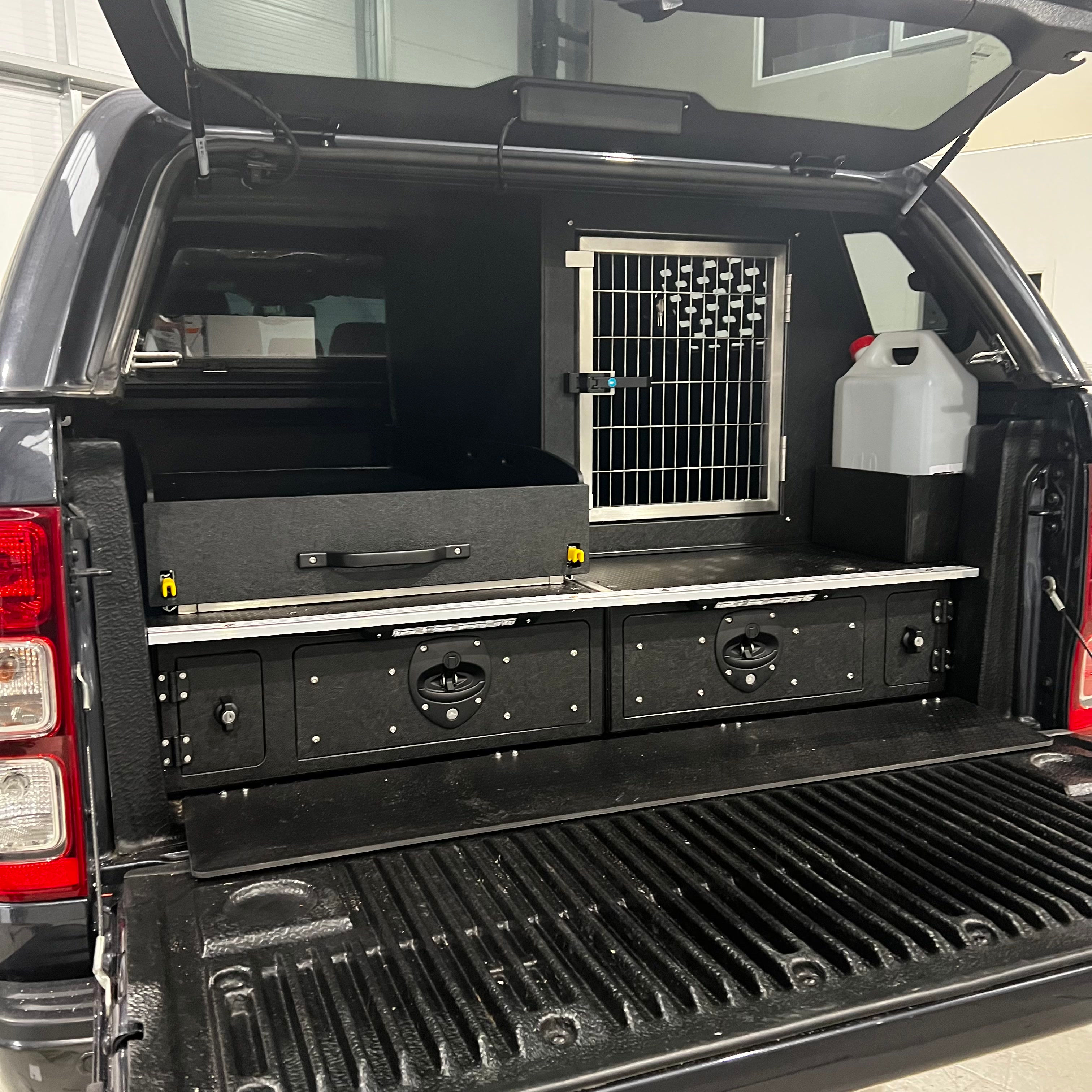 Single Hunter Dog Box Pick Up System and Sliding Platform