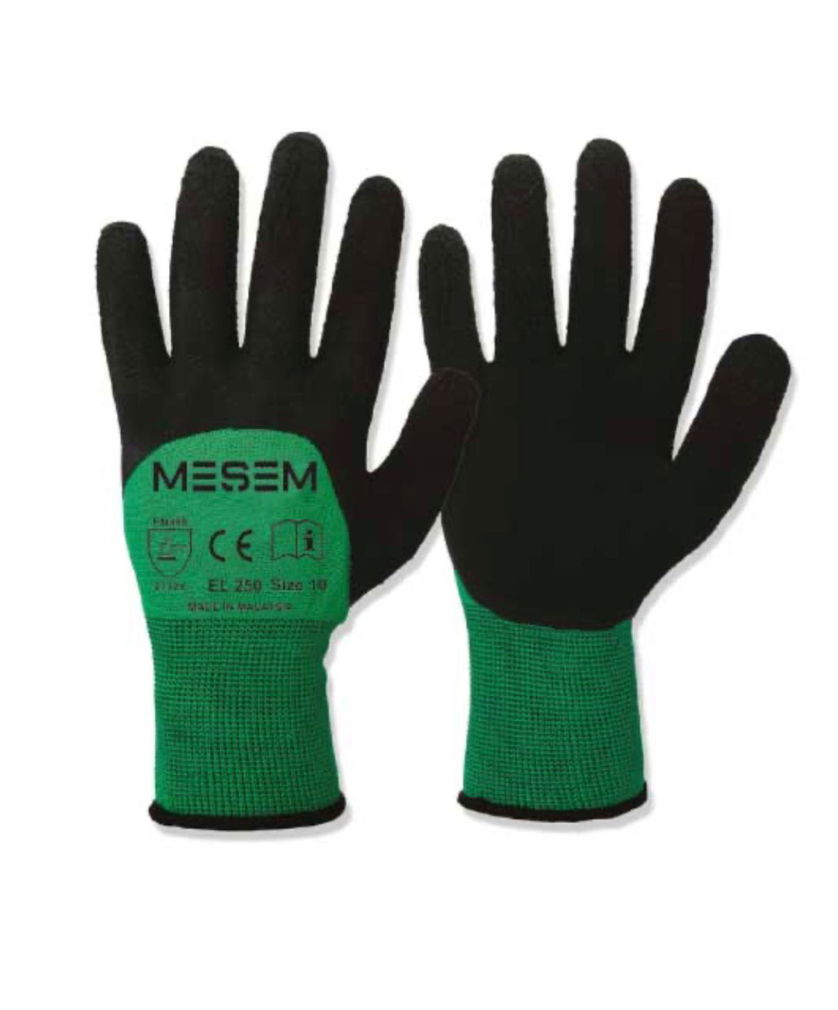 MEŞEM EL250 YEŞİL-SİYAH SOFT LATEX ELDİVEN / 12'li Paket / Birim Fiyatı 59 TL