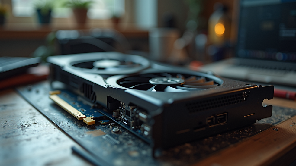 Close-up view of a budget-friendly graphics card on a workbench