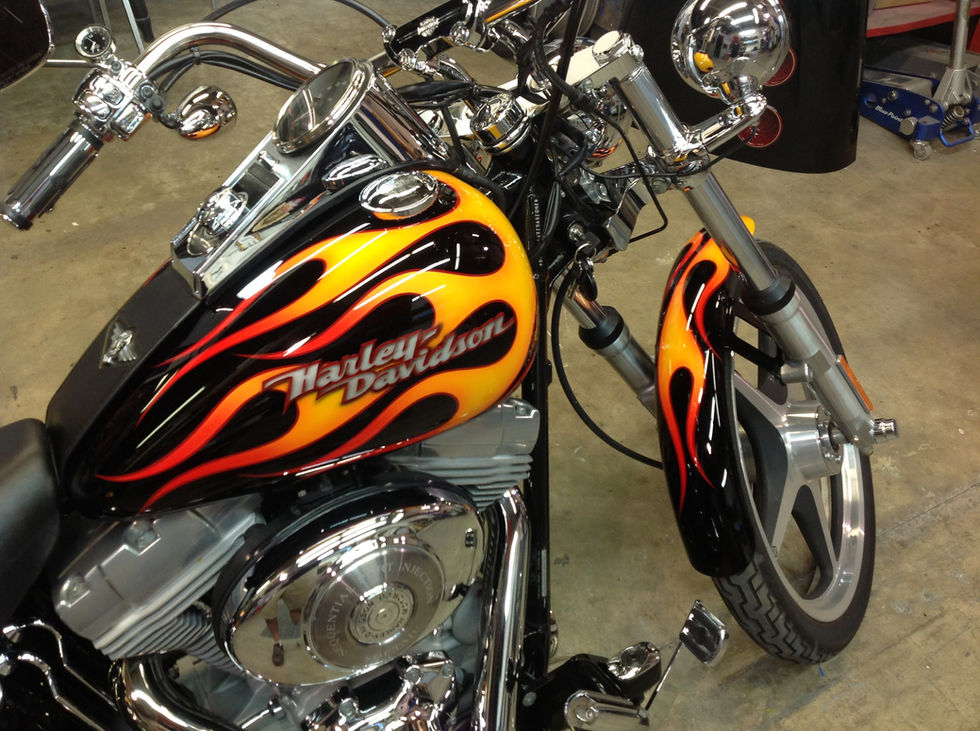 motorcycle harley tank flames