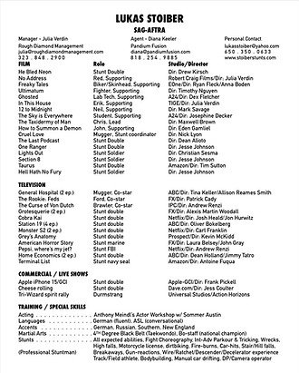 Lukas Stoiber's Acting resume