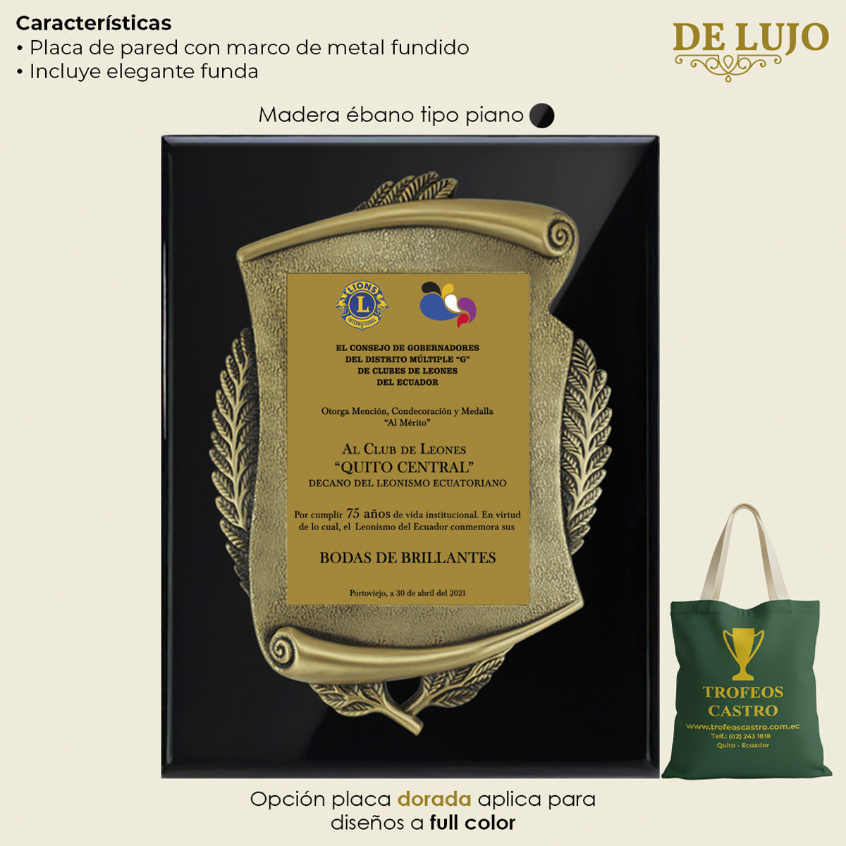 Placa pergamino ébano grande KIT1215PF-K-T1
