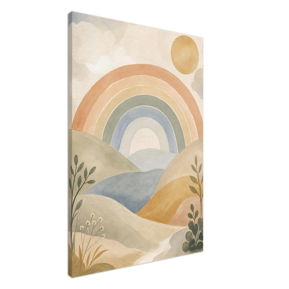 Thumbnail: Rainbow Hills Watercolor Canvas Print