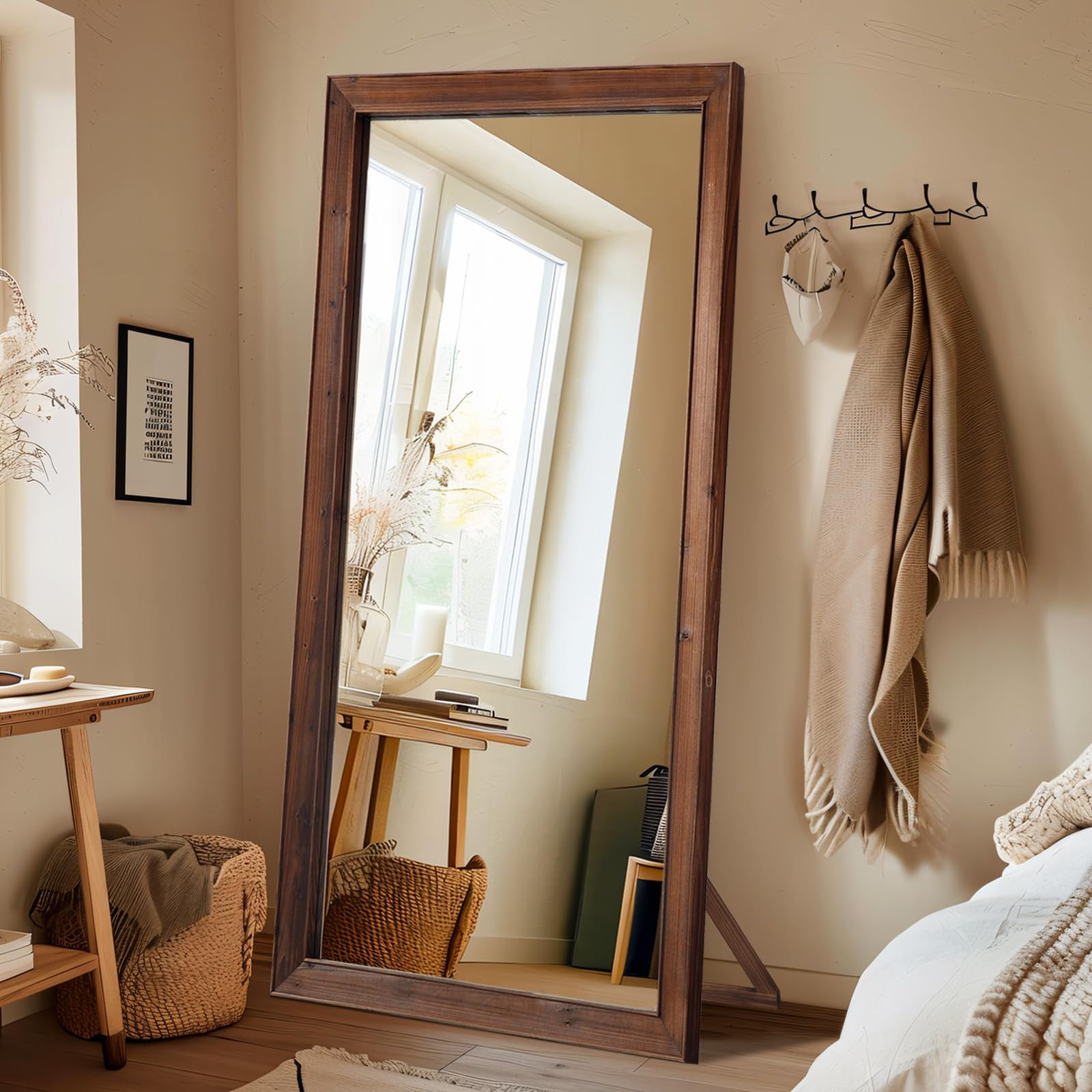 MELOMOIR Rustic Farmhouse Full Length Mirror 71"x32" Large Floor Mirror Wood Fra
