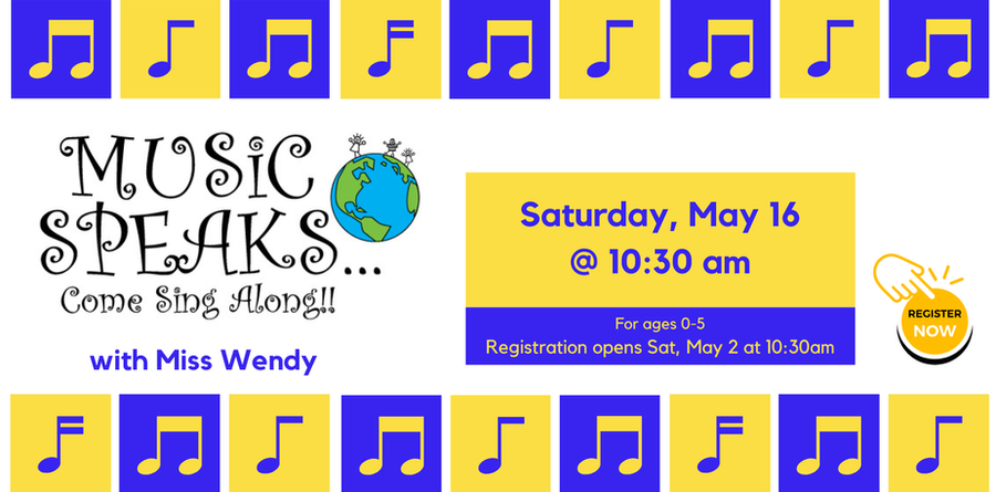 Flyer for kids music program on Sat, May 16