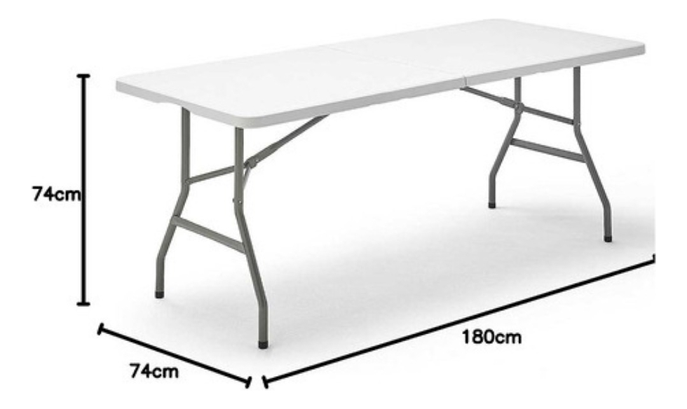 Miniatura: Mesa Portátil Branca 1,80M Dobrável Suporta Até 200kg Vira Maleta Com Alça