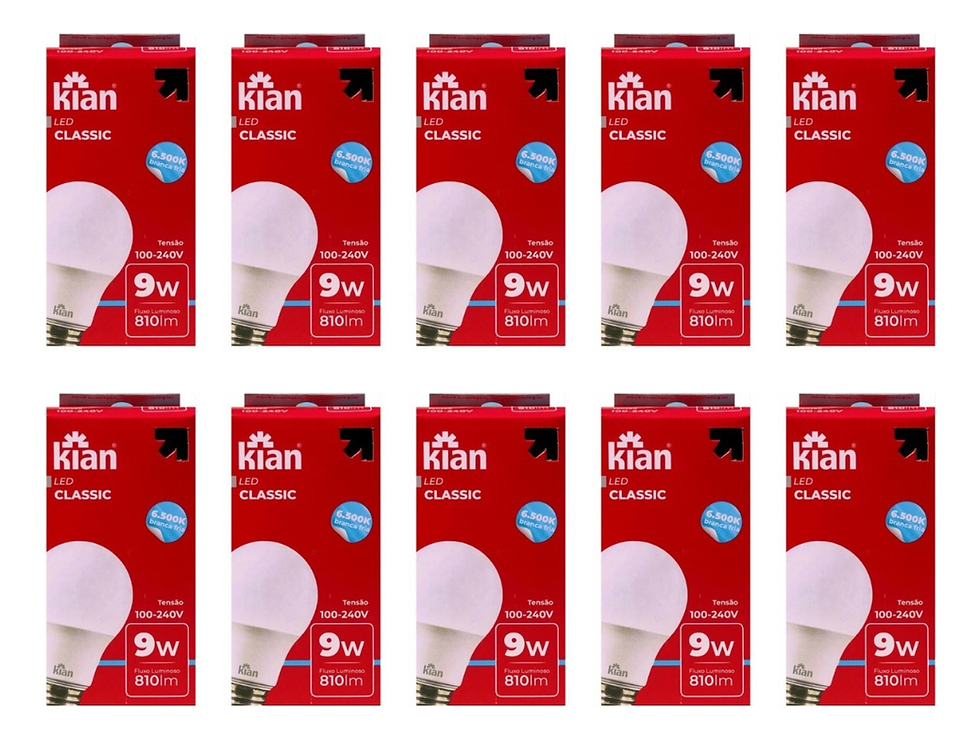 Miniatura: Kit 10 Lâmpadas Led E27 9w Branco-frio 6500k Bivolt Kian