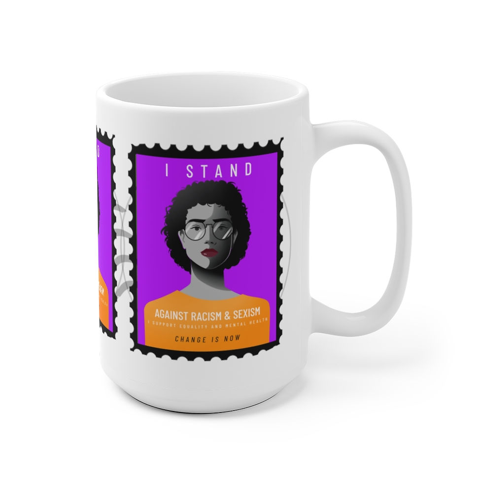 Thumbnail: White Ceramic Mugs 11oz and 15oz in Support Against Racism & Mental Health