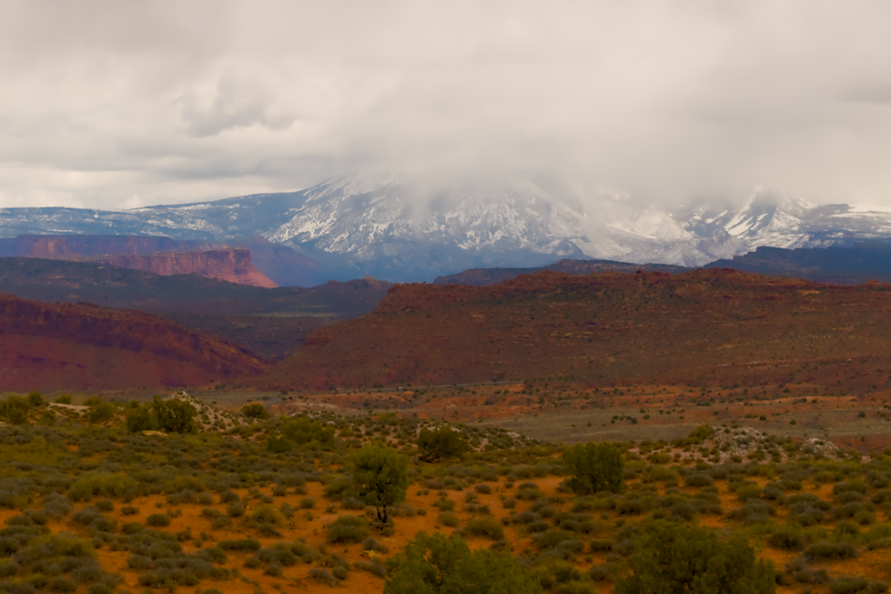 La Sal Mountains from Arches National Park Utah, USA