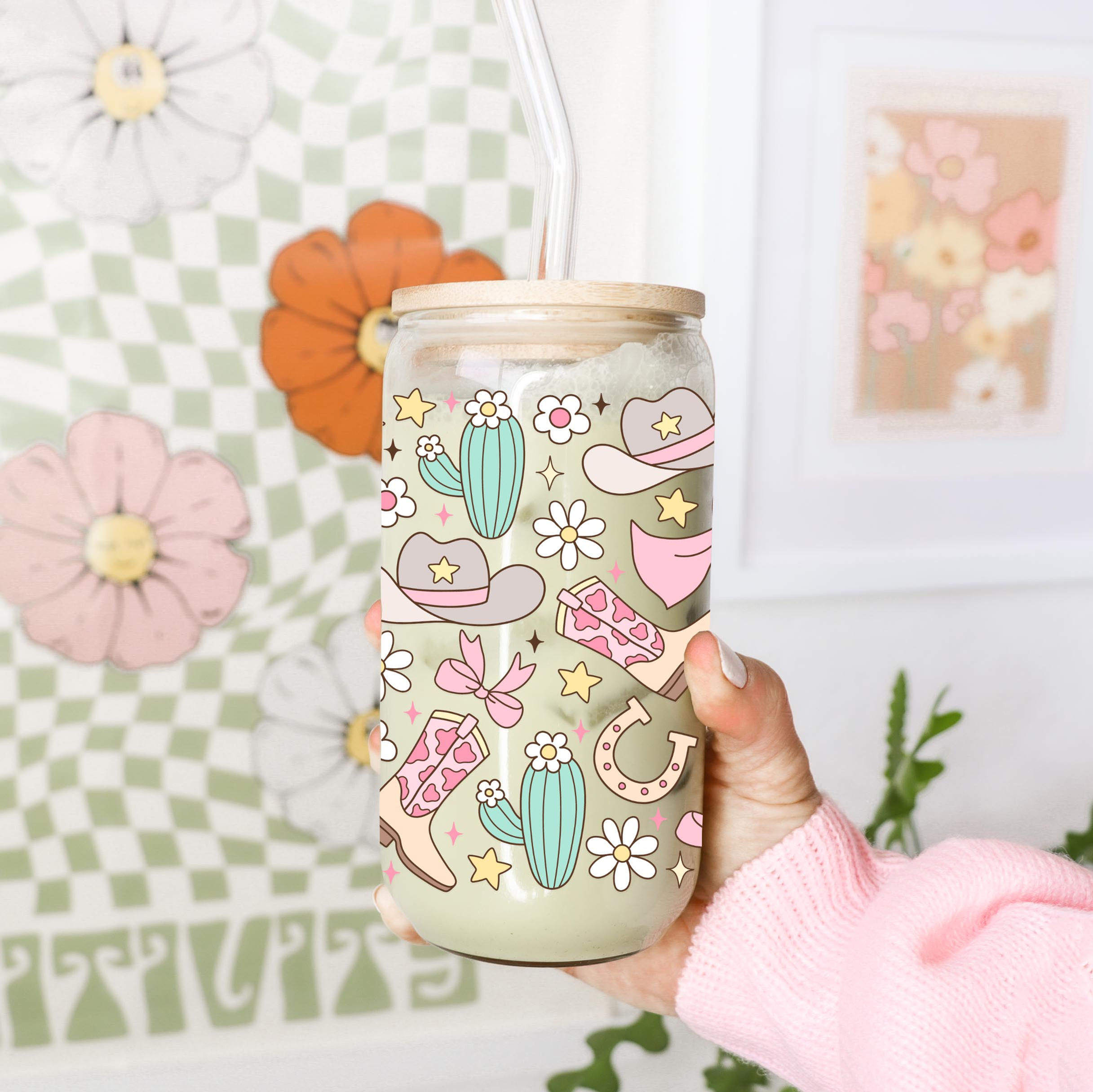 Western Girlie Glass Can Cup