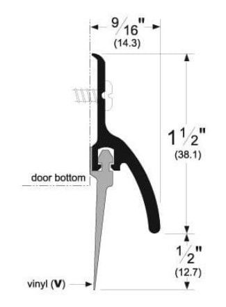 Thumbnail: Pemko 345_V Drip Cap Door Bottom Sweep with Vinyl Insert Side Drawing specifications