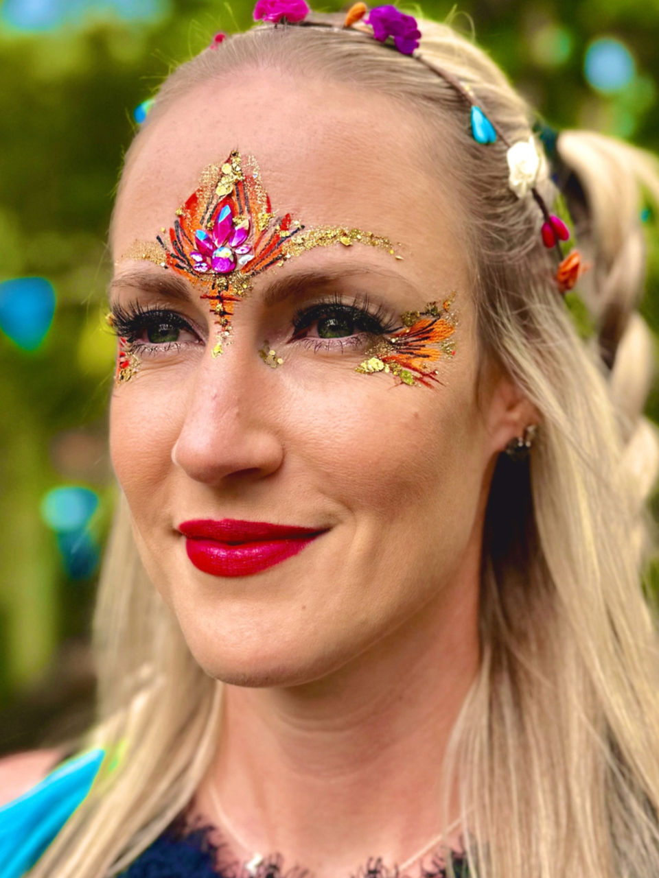 glitter gems festival makeup for corporate event