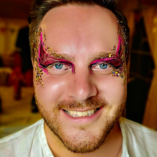 mens glitter butterfly face paint design