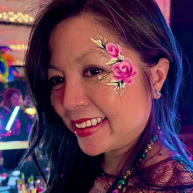 adult face painting roses and glitter