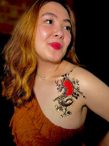 Japanese dragon with gold airbrush body art London