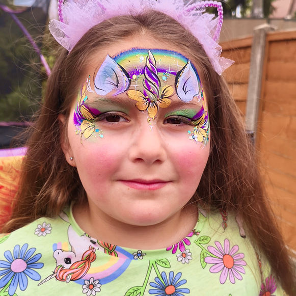 rainbow unicorn face paint birthday party