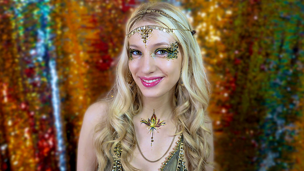 beautiful cambridge univerity student with glitter face painting at a mayball