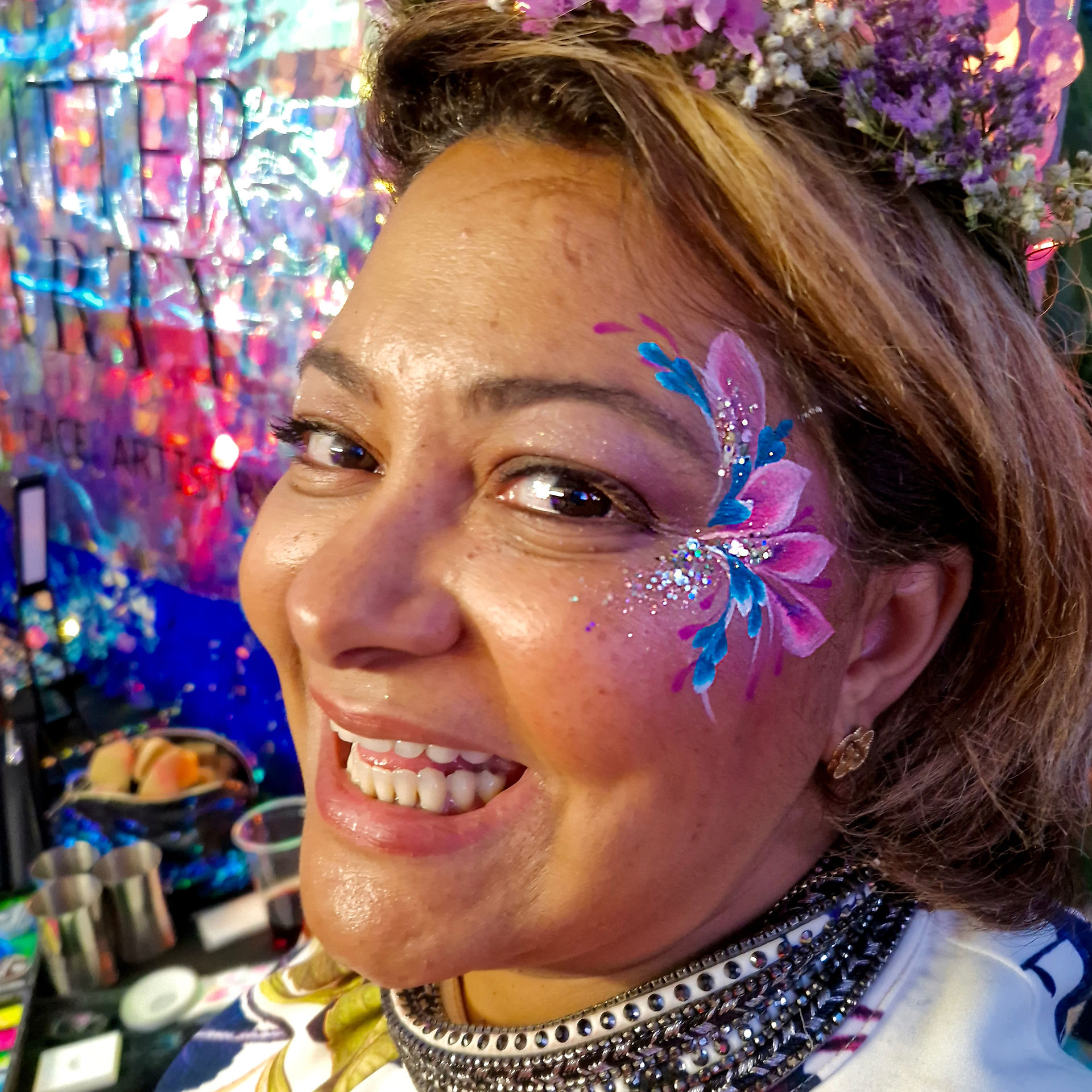 floral face painting at RHS chelsea
