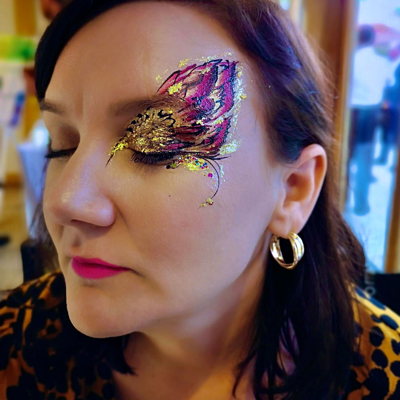 gold adult butterfly face painting