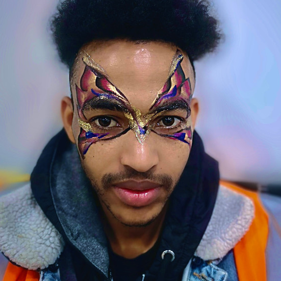 gold full face mens butterfly face painting