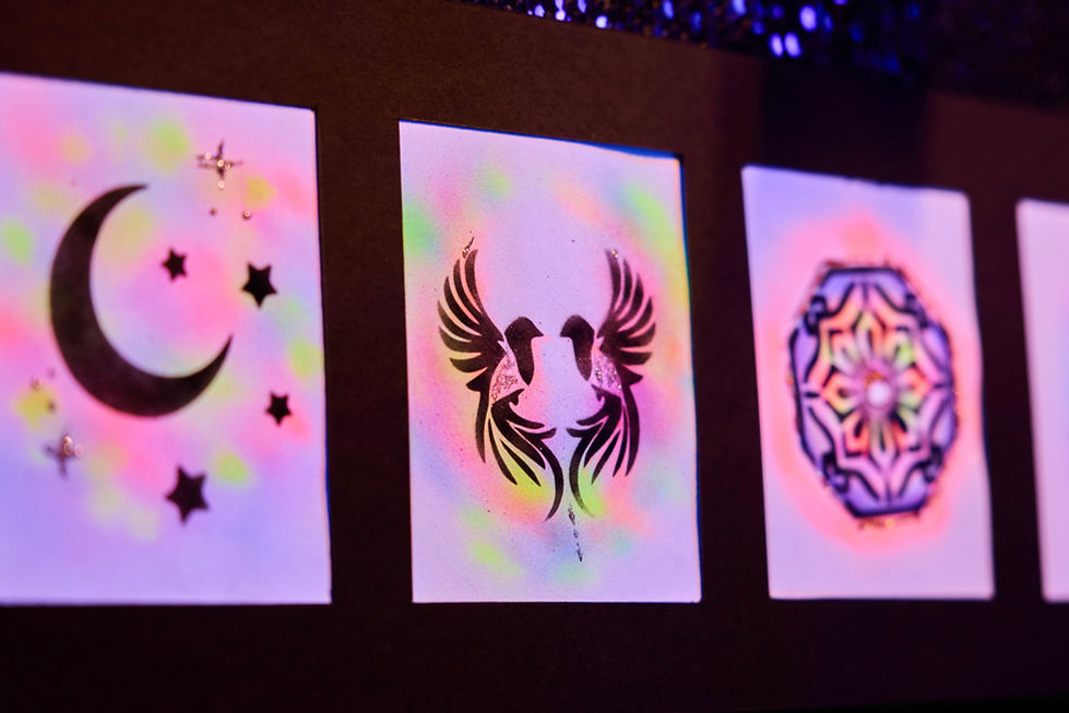 Custom airbrush stencil designs for brand activation and corporate events