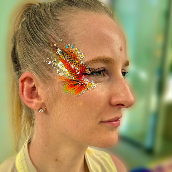 festival neon glitter butterfly face painting