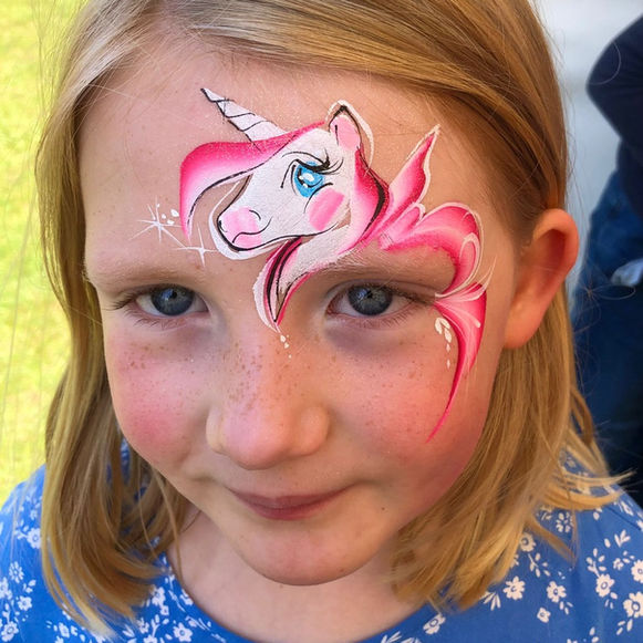 unicorn face paint birthday party