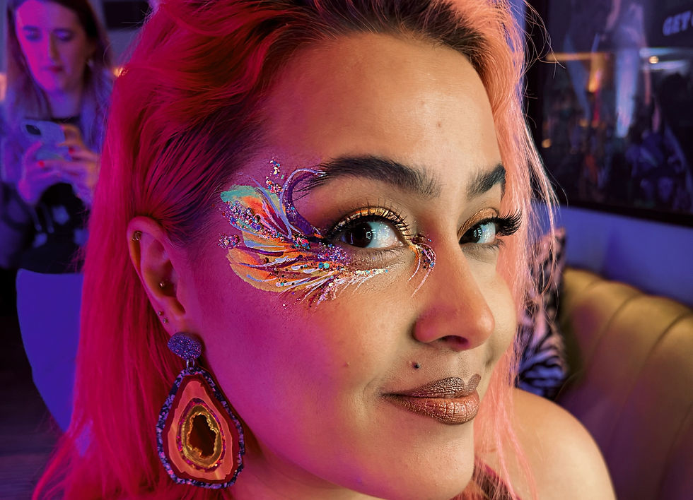 UV glitter face art
