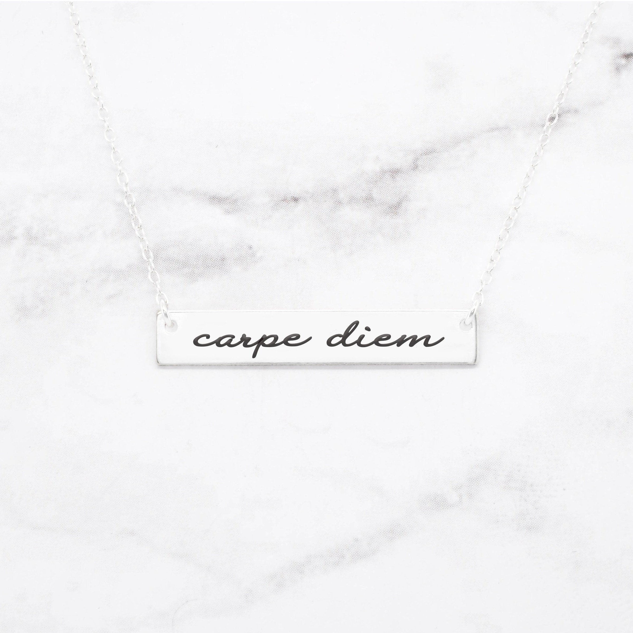 Carpe Diem Necklace - Sterling Silver Quote Necklace