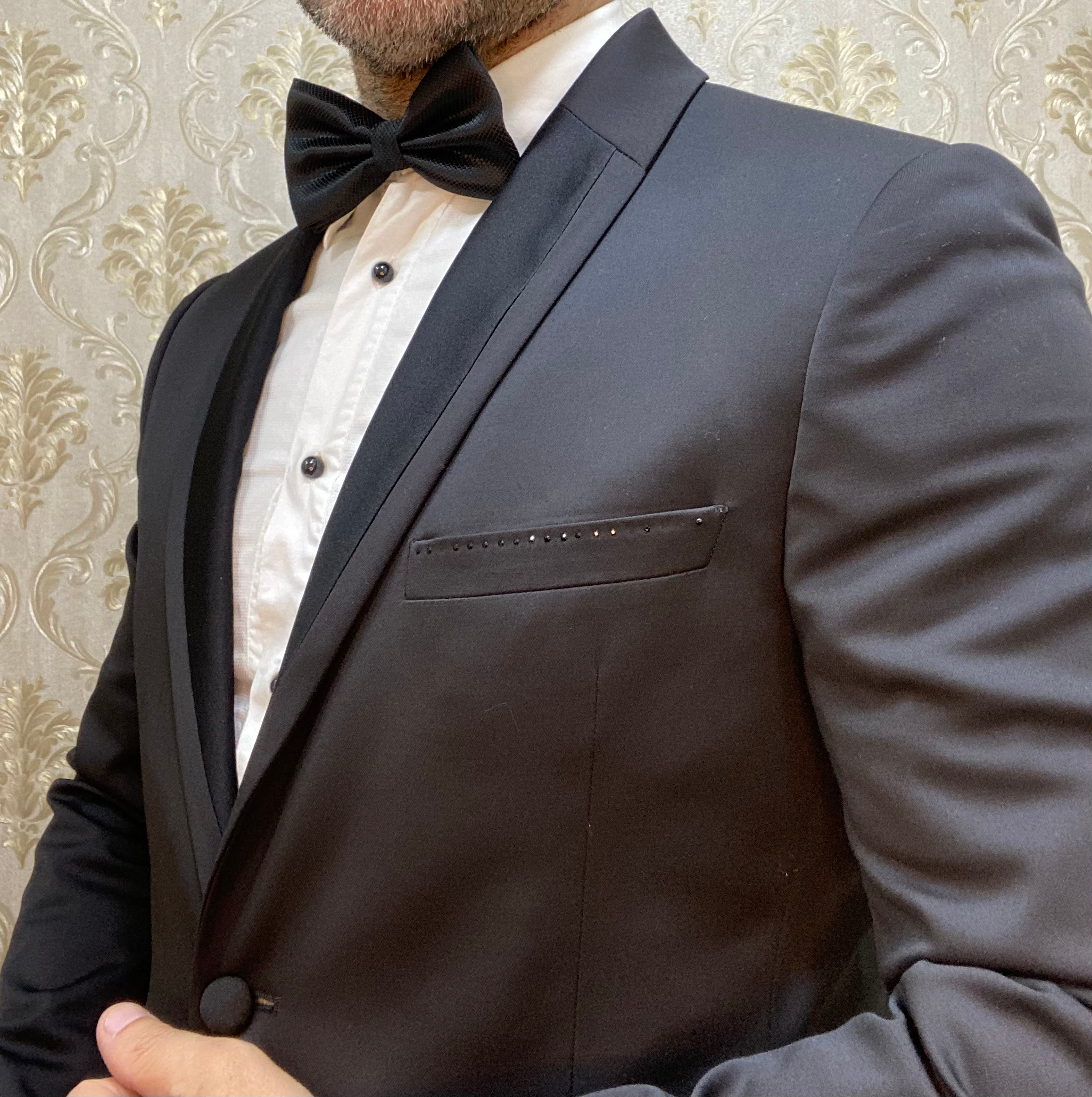 Smoking Importado 100% Italiano Gola Shawl e Brilho no Bolso