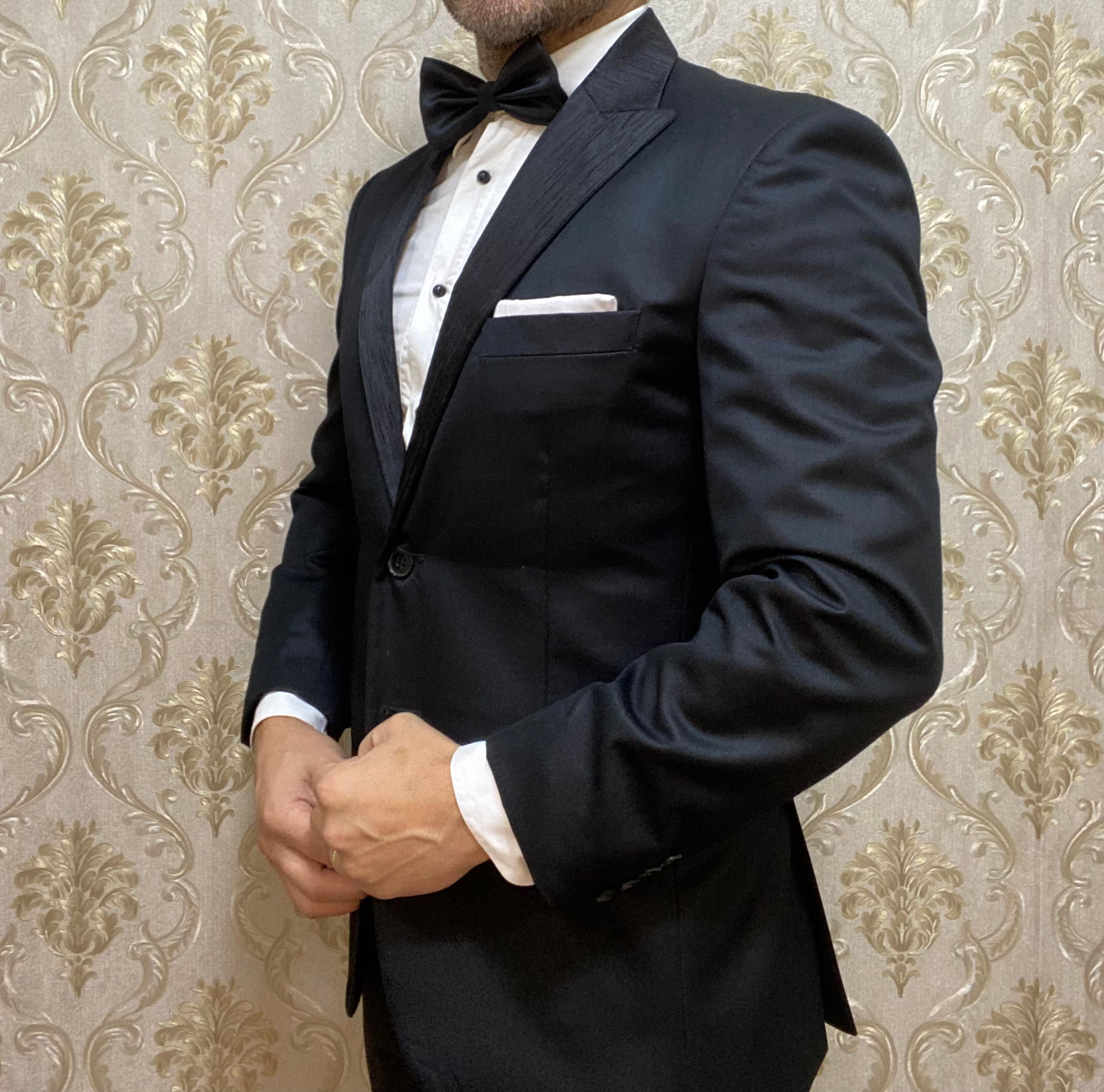 Smoking Lapela Texturizada Slim Fit